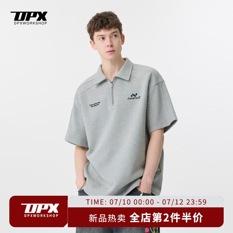 DPX летняя новая рубашка поло для тяжелых мальчиков с короткими рукавами, мужская американская повседневная свободная мужская футболка с лацканами, мужская
