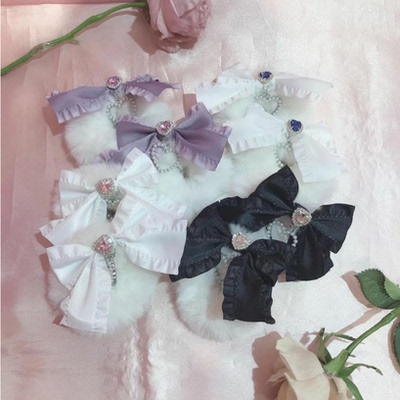 taobao agent 珠珠家日系甜美可爱水钻爱心珍珠吊坠蝴蝶结毛茸茸发圈一对软妹女