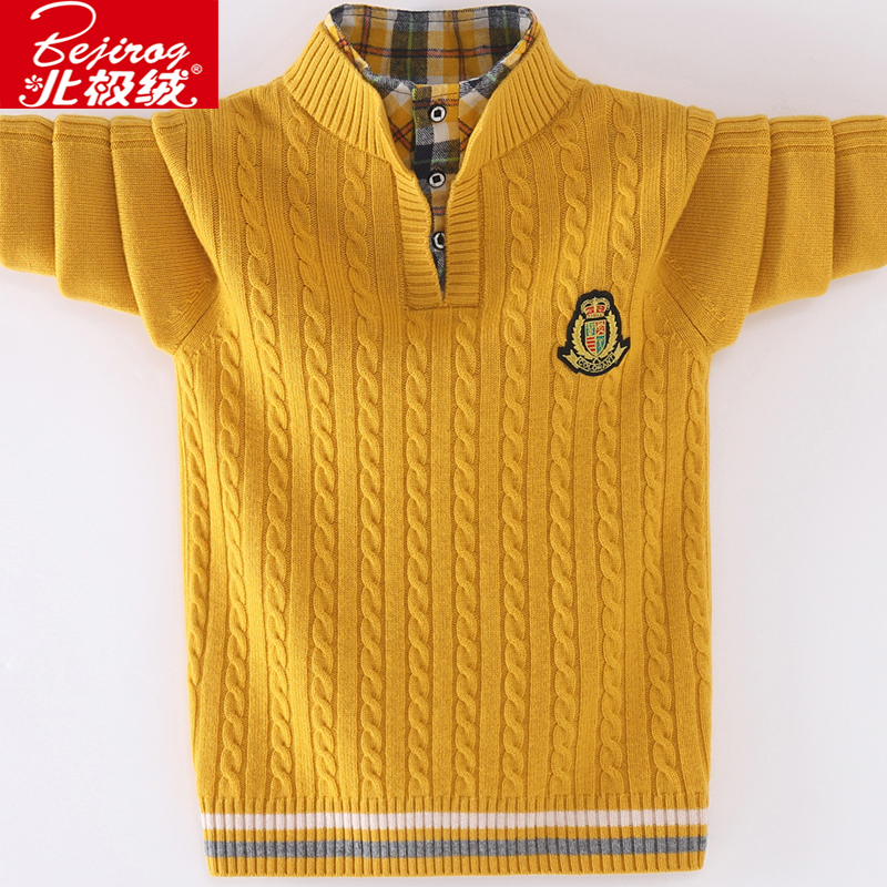 Кардиган, пуловер для мальчиков, осенне-зимние модели, воротник-стойка, детский молодежный трикотаж для детей среднего возраста, искусственный детский свитер из двух частей с утолщением