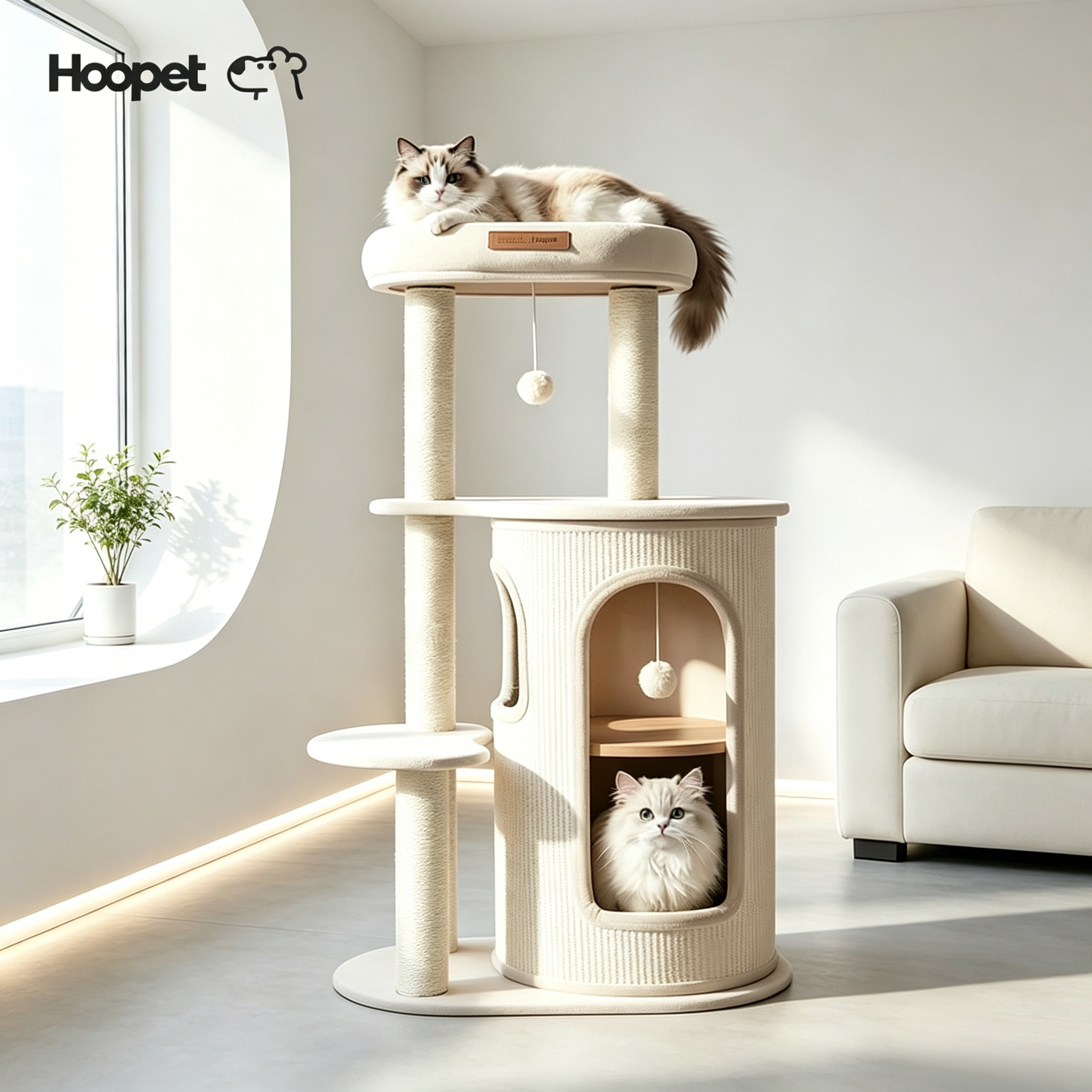 Каркас для лазания по кошкам Hoopet, наполнитель для кошачьего туалета, интегрированный бытовой небольшой незанятый каркас для кошек, гнездо для кошек на дереве, сизалевый каркас для кошачьих когтеток, вилла для кошек