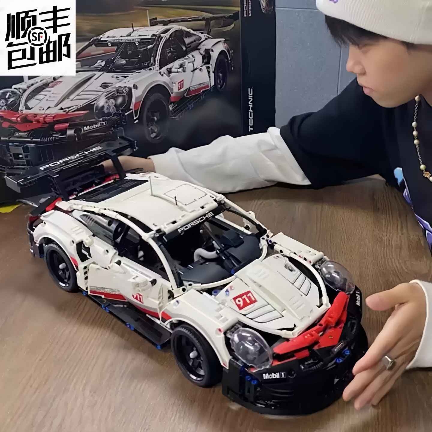 Porsche 911 mechanical group спортивный автомобиль в сборе для мальчиков, музыкальный автомобиль с дистанционным управлением, игрушечная модель, высокоразвивающий строительный блок, подарок