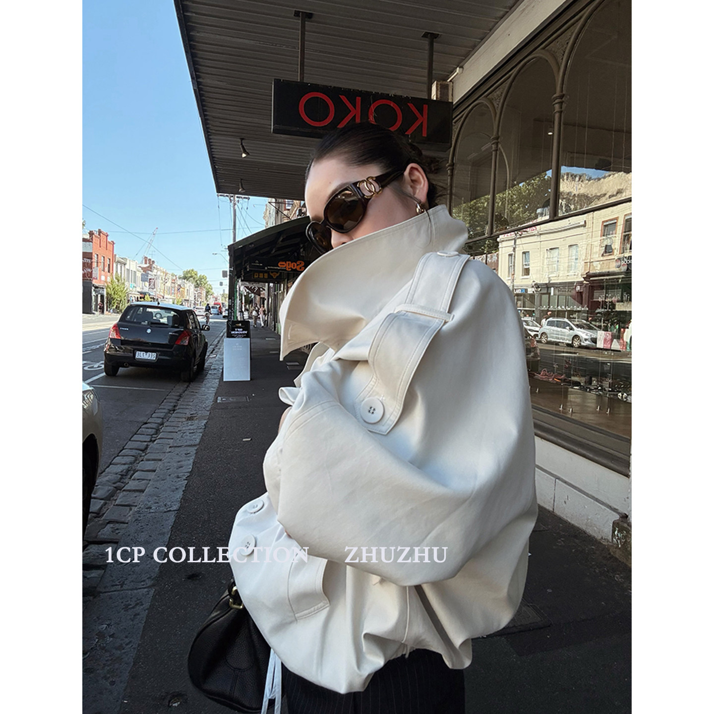 1CP молочный туман, белый шелк, хлопок, ветровка классического силуэта, женская куртка, новинка осени 2026, двубортный топ цвета хаки