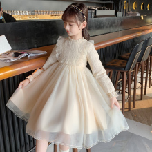 Girl's Dress Spring and Autumn 2024 New Fashionable Girl Spring and Autumn Yarn Dress Children's Dress Princess Dress Spring Dress