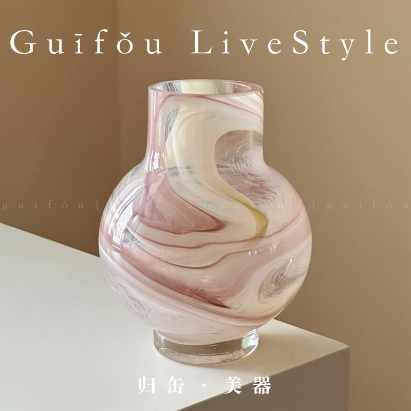 Стеклянный новогодний обеденный стол цвета розовой фуксии Guifou glass с квадратным горлышком, особенно красивая ваза, эмоциональная стабильность, дизайнерское оформление