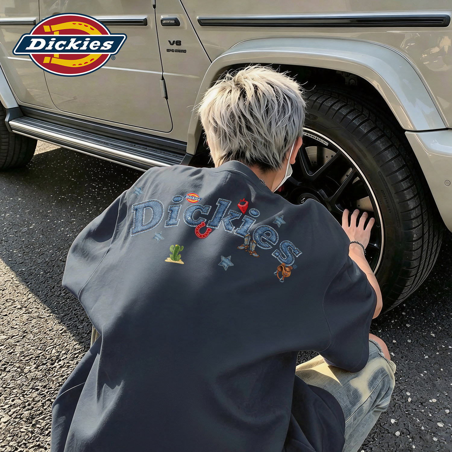 Мужская модная футболка с короткими рукавами Dickies, новинка лета 2026, универсальная повседневная футболка с принтом большого размера и пятиточечным рукавом
