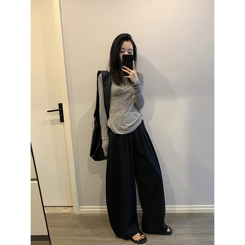 Пальто-авенкоат chao, большие широкие брюки-бананы с ятаганом, костюмные брюки, женские весенне-осенние драпированные свободные черные повседневные брюки