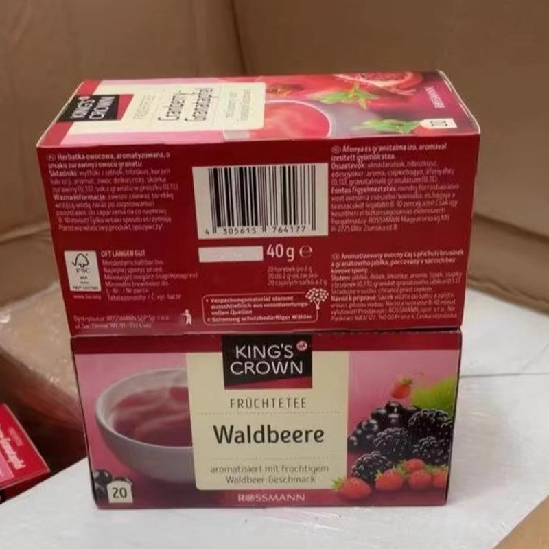 Теперь оригинальный немецкий фруктовый чай king's fruit tea wild berry со вкусом лесных ягод - ежевики, клубники и черной смородины, 45 г, 20 упаковок