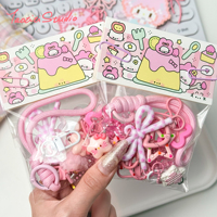 DIY spelled bean pendant pink semi-finished handmade accessories material bag key chain ring hanging buckle mobile phone lanyard chain