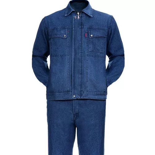 Хлопковый джинсовый осенний демисезонный комбинезон, защита от ожогов, увеличенная толщина