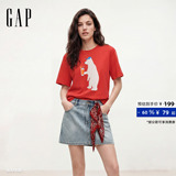 [Одобрение Cheng Yi] Мужская и женская одежда Gap 2026, летняя новинка с логотипом, свободная футболка с короткими рукавами 866357