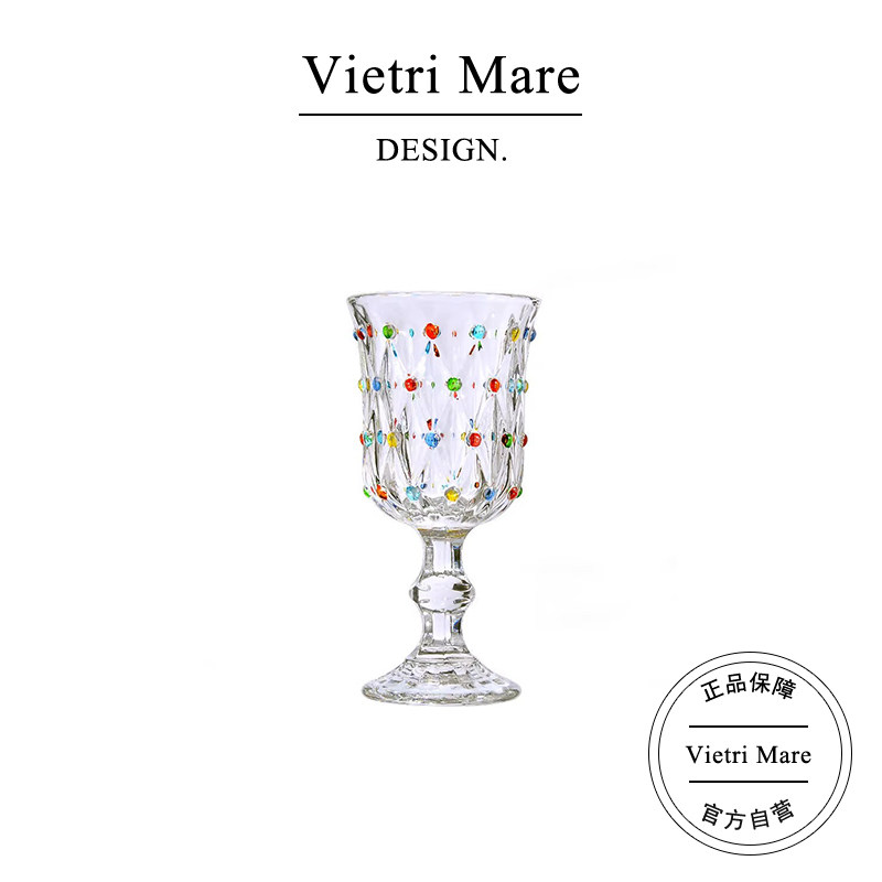 Бокал для красного вина Vietri Mare glass ретро в горошек на высоких ножках подарочный бокал для вина丨 бумага