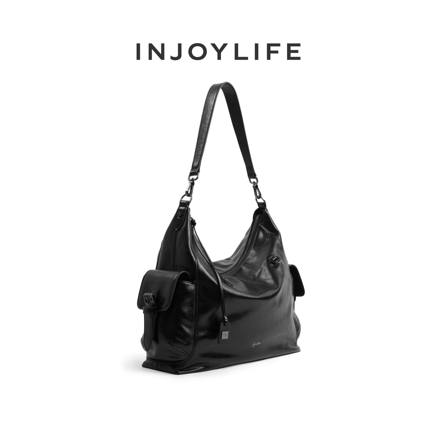 [Одинаковый стиль Чжао Чжаои] Бирка INJOYLIFE для мужчин и женщин в одинаковом стиле, двойная сумка-хобо, сумка-тоут через плечо, сумка-мессенджер для поездок на работу