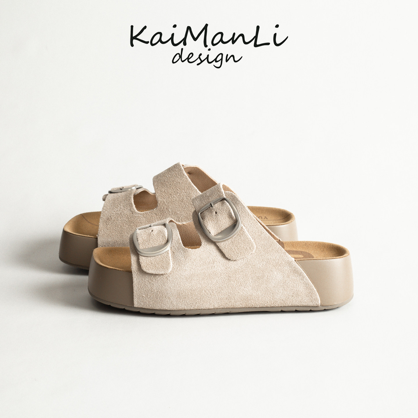 Увеличение на 5 см ~ желтая кожаная обувь Birkenstock на толстой подошве в стиле ретро; новинка 2025 года; женская повседневная обувь для ленивых тостов с двойной пряжкой
