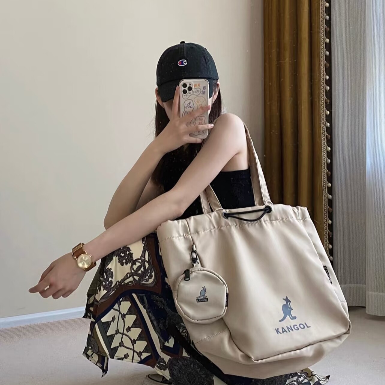 Корейская аутентичная сумка-кенгуру KANGOL, женская сумка через плечо большой емкости, сумка для студентов колледжа, сумка для компьютера