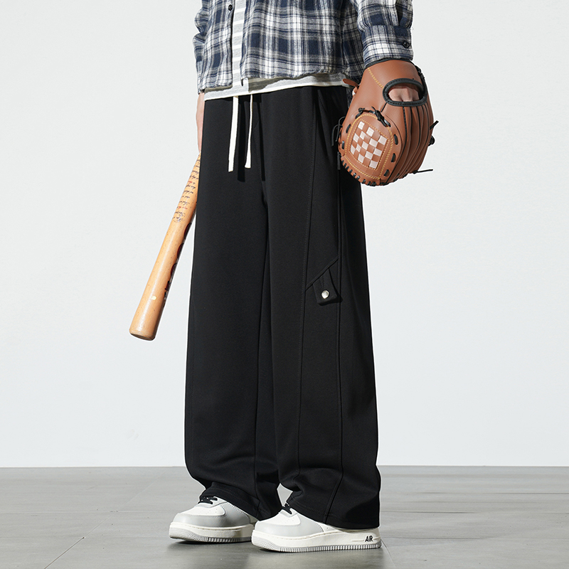 Молодежные спортивные брюки, мужские весенние и осенние модели, свободные брюки с прямыми штанинами, осенние и зимние, а также бархатные широкие спортивные брюки