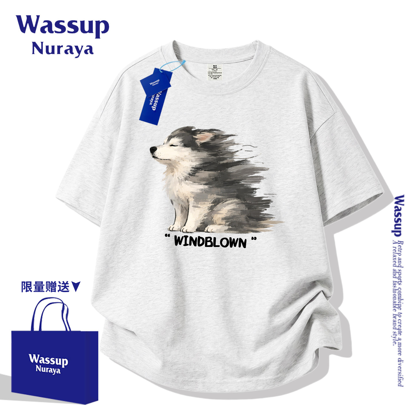 Серая футболка с короткими рукавами в американский цветочек WASSUPNURAYA для мальчиков и девочек, летняя трендовая новая свободная нишевая футболка с короткими рукавами