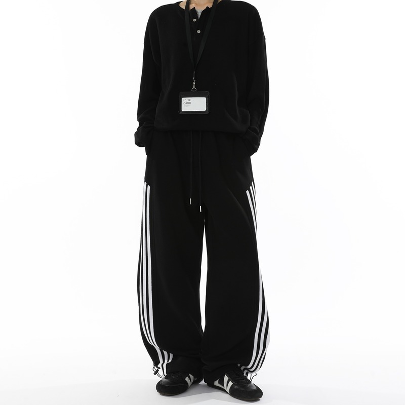 RAVENOASIS/ осенние спортивные повседневные брюки в стиле американского ретро с тремя полосками для мужчин и женщин, свободные прямые универсальные спортивные брюки с драпировкой