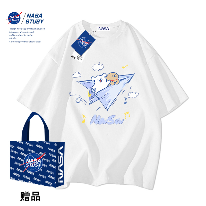 NASA STUSY American high street, новинка 2025 года, летняя мужская одежда, бренд couple tide, мужская футболка с короткими рукавами