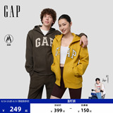 Мужская и женская одежда Gap, новинка осени 2025, контрастный вышитый логотип, флисовый повседневный свитер с капюшоном на молнии 786803