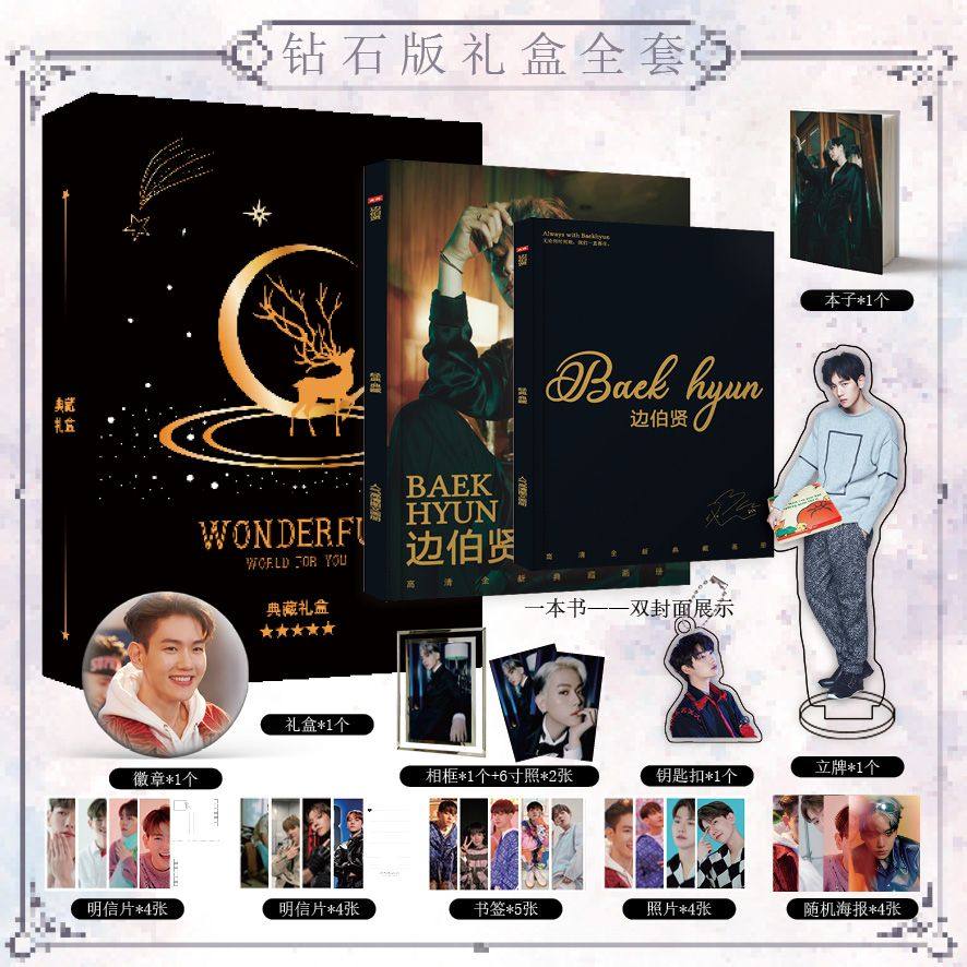 EXO Bian Boxian Mingxing Периферийный фотоальбом HD Плакат Брелок-закладка-подставка Открытка Подарок на День девушки