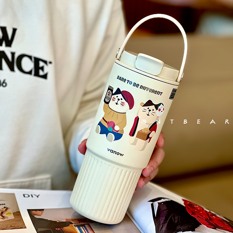 NTBEAR Fuji Bear Cup соломенная вакуумная колба vanow большой емкости Кофейная чашка с керамическим вкладышем Автомобильная чашка для воды
