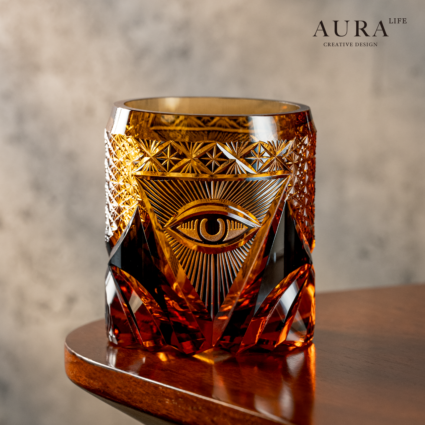 AURA's Eye of God Edo Kiriko - элитный нишевый Западный бокал ручной работы для вина, Хрустальный бокал для виски