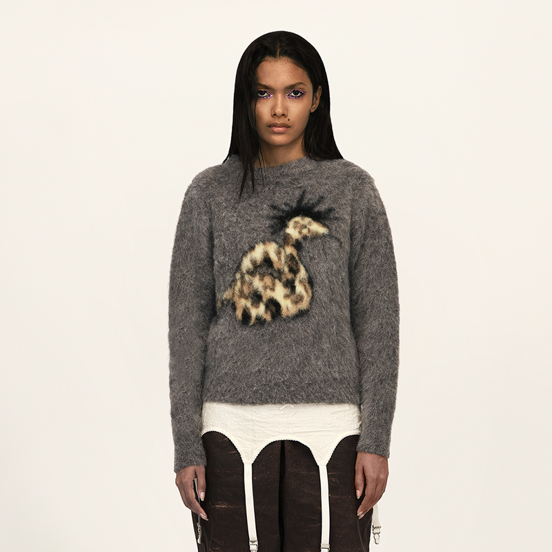 Свитер со змеиным узором TRINITERock кофейного цвета и леопардовым узором Rock Snake Sweater