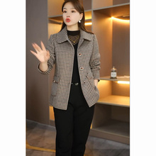 High end spring style Qianniao grid short suit coat for women's spring and autumn 2024 new mother slim fit short coat