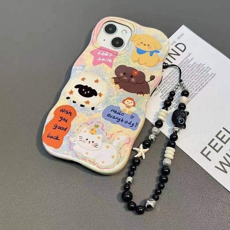 Cartoon black cat phone charm, cute black sexy girl phone pendant...