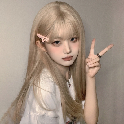 taobao agent 假发女长发网红Lisa同款甜美可爱白金色长直发JK中长发女团色全头
