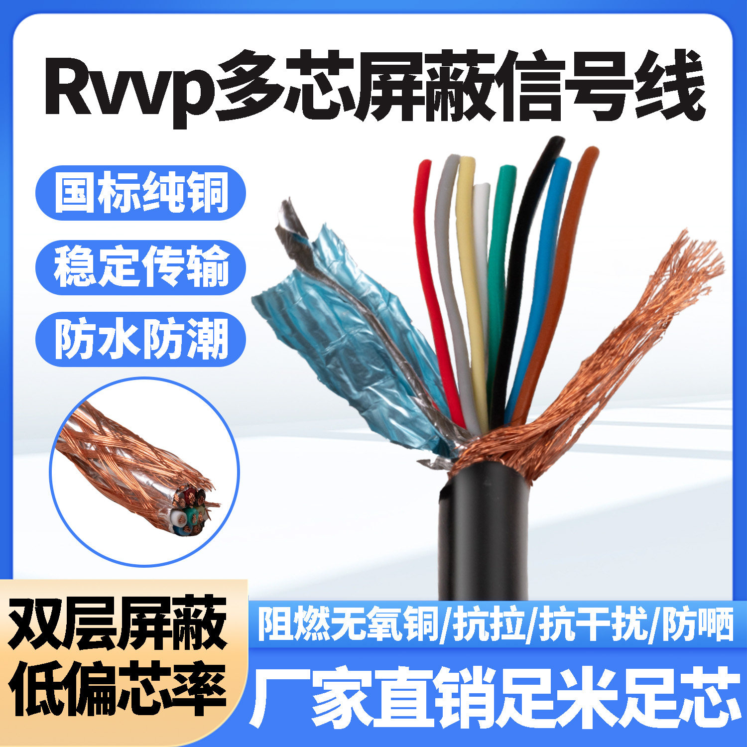 Национальный стандарт Rvvp чистый медный 8-жильный экранированный провод линия управления кабельным сигналом линия управления микрофоном "рука об руку" аудиолиния