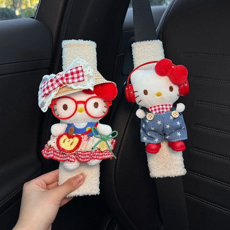 Автомобильный ремень безопасности hellokitty, плечевой ремень безопасности, набор украшений, милая противоизносная одежда высокого класса для женской пары