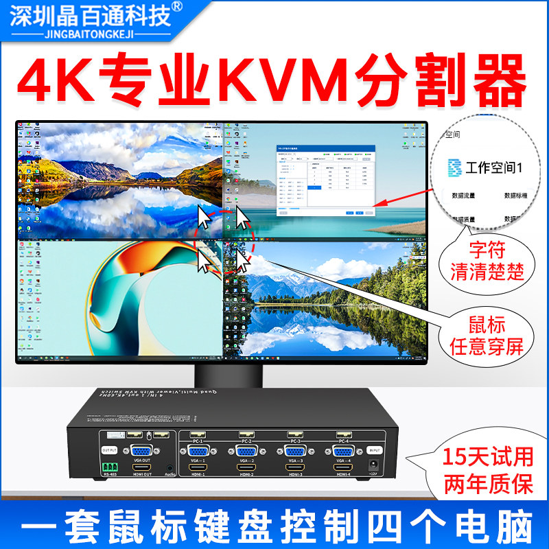 компьютерный мультиэкранный kvm-разветвитель экрана с частотой 4k60 Гц, vga-дисплей для мониторинга с четырьмя входами и разъемами hdmi4, разветвитель портов