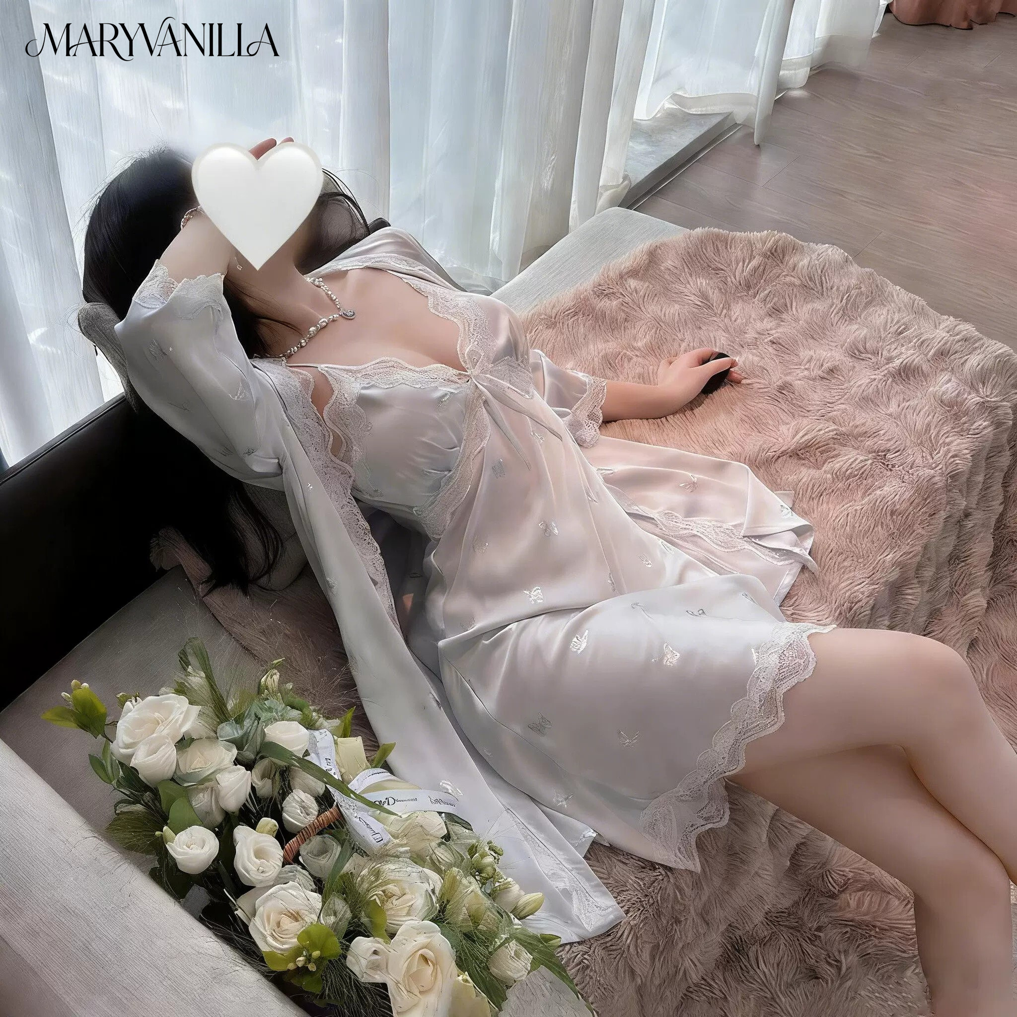 Victoria, сексуальная ночная рубашка из ледяного шелка, женская ночная рубашка 2026, новинка лета, стиль pure desire, женская пижама-слинг с нагрудной накладкой