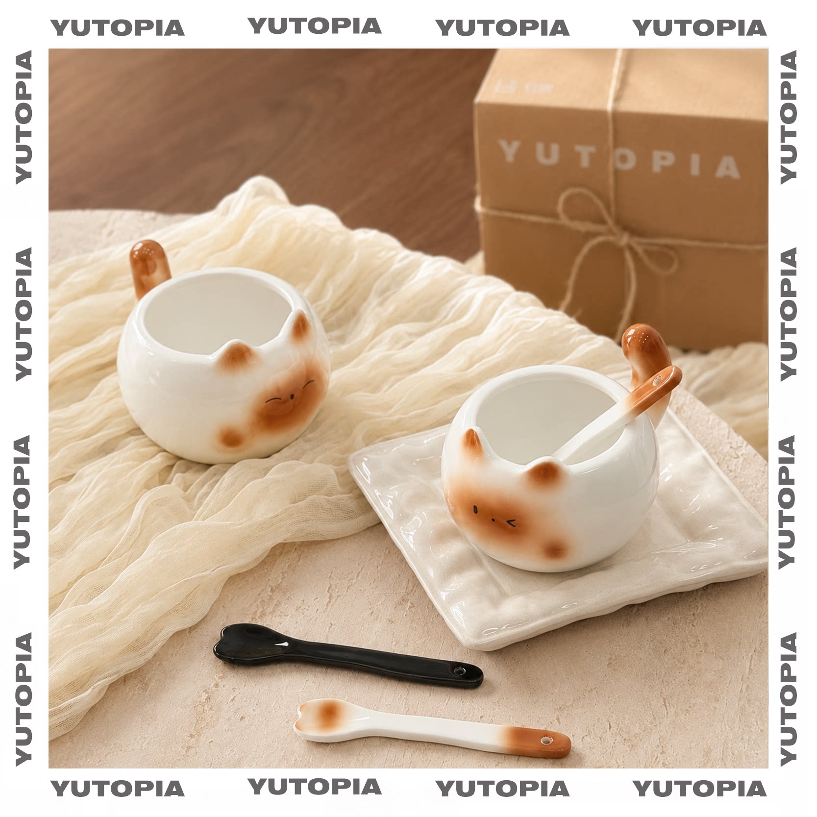 Юйсюаньская сиамская кошка Керамическая кофейная чашка Cup Control Girl Water Cup Ценная милая чашка для яиц Сувенирный подарок