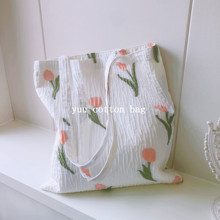 YUU Single Shoulder Tote Bag with Relief Tulip Fresh