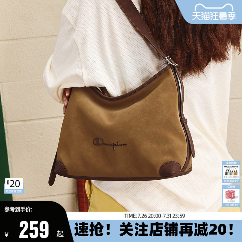 Champion champion hobo bag 26 новая коричневая кожаная прошитая текстура, вместительная сумка-тоут, женская летняя сумка-мессенджер