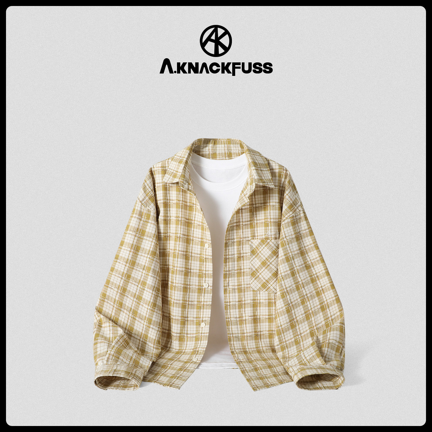 Sunny Weather A.KNACKFUSS Designer Brand Spring Oversized Warm-toned Plaid Shirt for Men