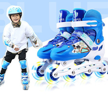 Adjustable Children's Straight Skating Shoes for Boys and Girls Flash Roller Skating Shoes Full Set of Roller Skating Shoes for Beginners