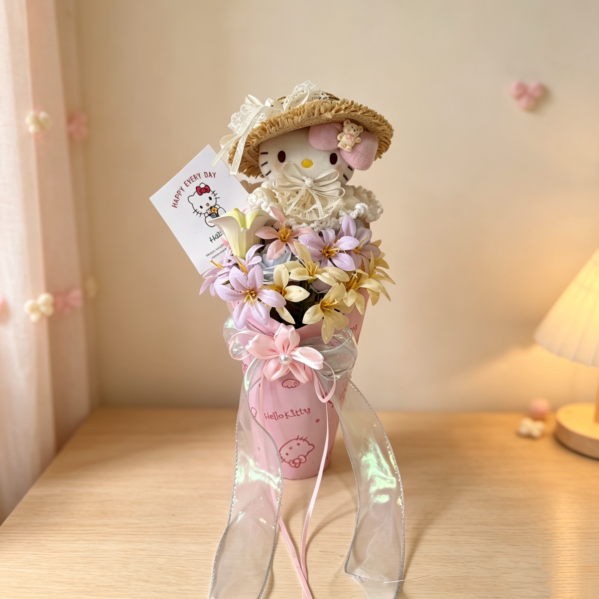 Подлинный букет признаний HelloKitty, милая мультяшная кукла, плюшевый Кулон, рюкзак, подарок, женская Танабата