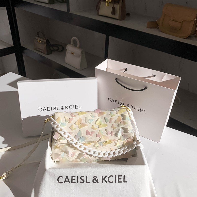 Сумки CAEISL&KCIEL нишевого дизайна, высококачественная сумка-тоут с бабочкой на цепочке, маленькая квадратная сумка из мягкой кожи, сумка-мессенджер