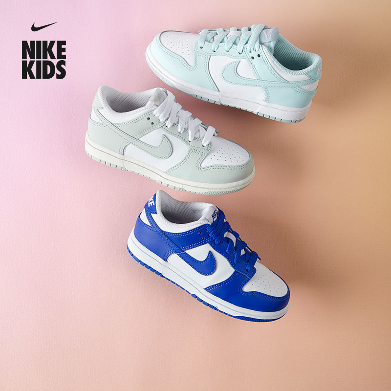 Nike Nike Официальная детская спортивная обувь для мальчиков и девочек DUNK осенние кроссовки с глубоким вырезом на кожаной поверхности FB9108