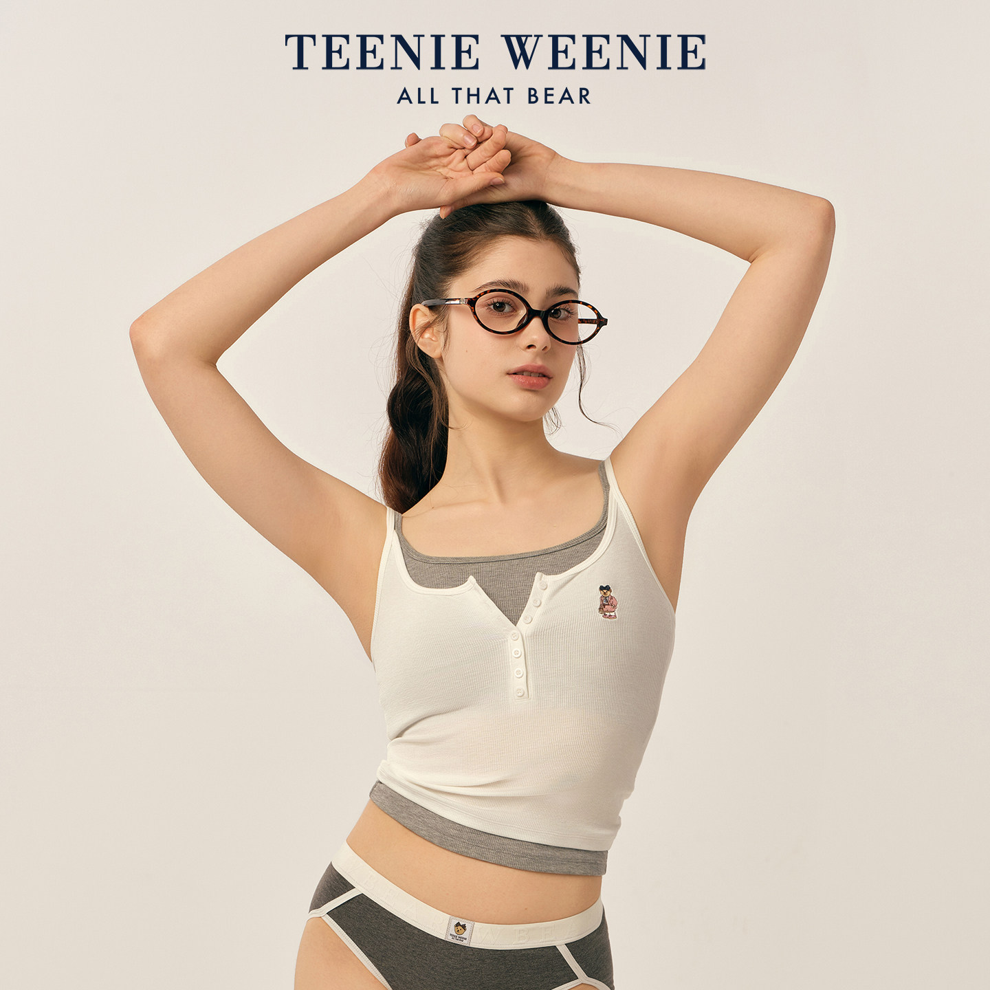 Женский летний топ на бретелях TeenieWeenie bear, новый поддельный топ из двух частей с красивой спинкой и тонким плечевым ремнем снизу