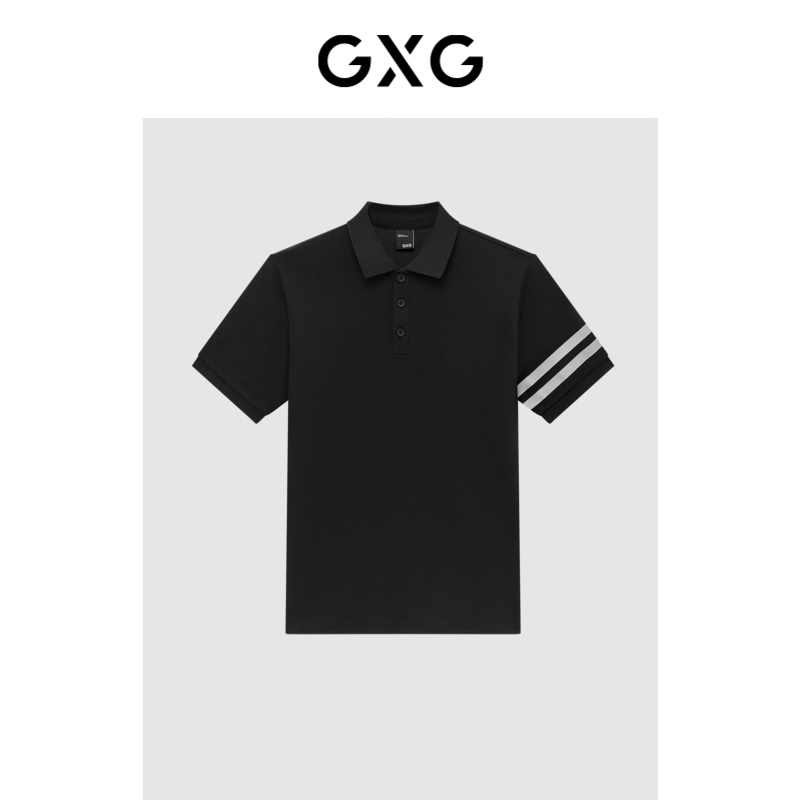 (Picked by Gong Junxin) GXG mens clothing two-color striped business basic casual short-sleeved polo shirt new summer products