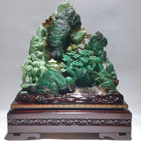 High -end jade carving pine -mounted bamboo buds natural Dushan Jade Mountain Zizi Artistic New Chinese Feng Shui Home Swing Town House
