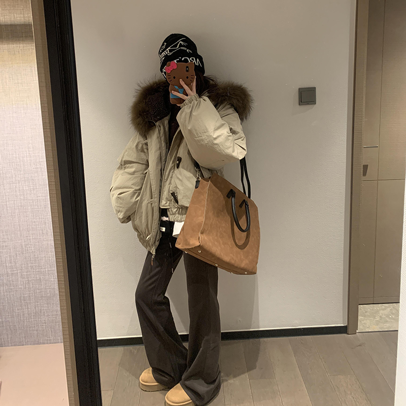 Взорваться!Зимняя хлопчатобумажная куртка нового стиля с большим меховым воротником!