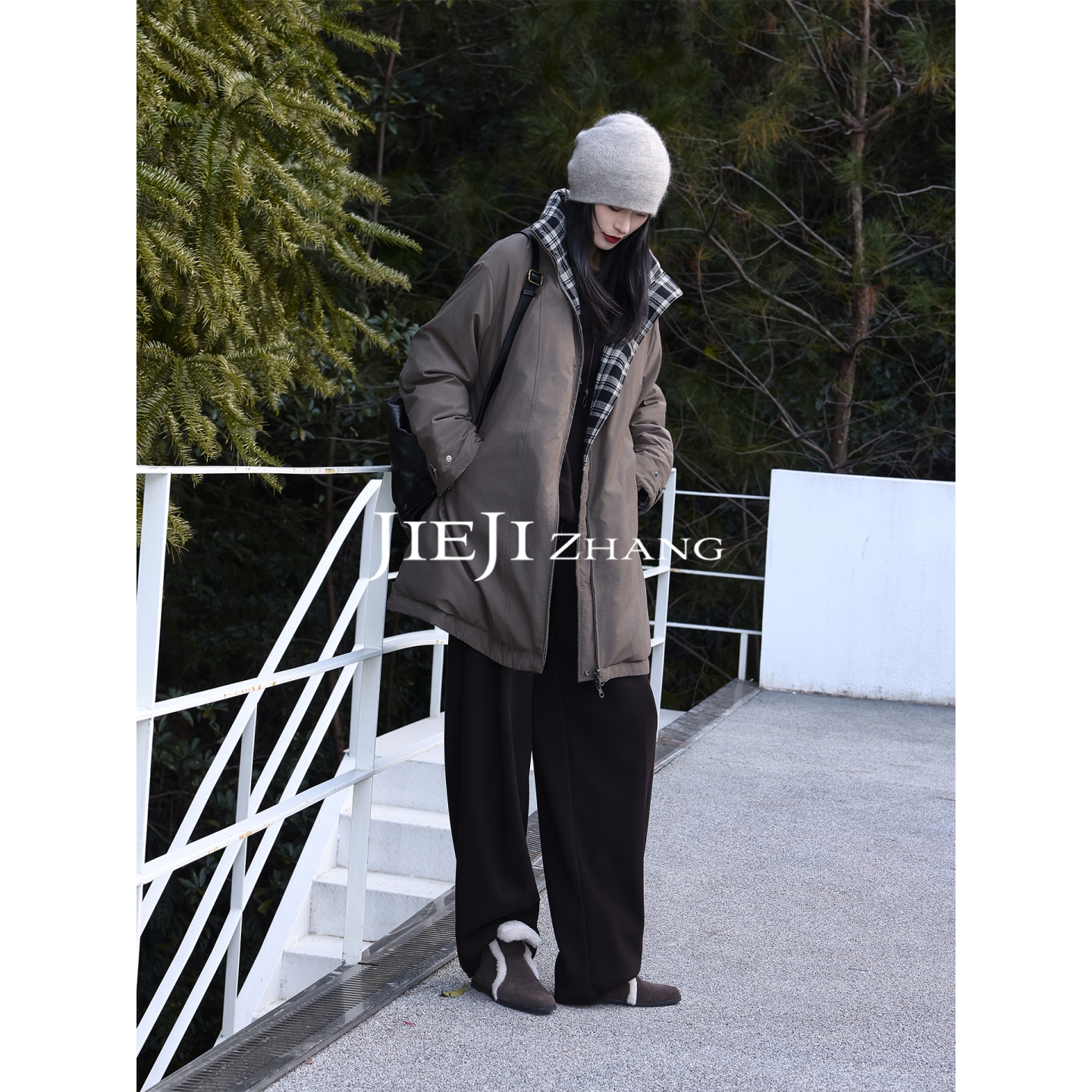 Zhang Qi JIEJI, осенний воротник-стойка, бархатный свободный свитер с завязками, повседневные брюки из двух частей, модный спортивный костюм для женщин