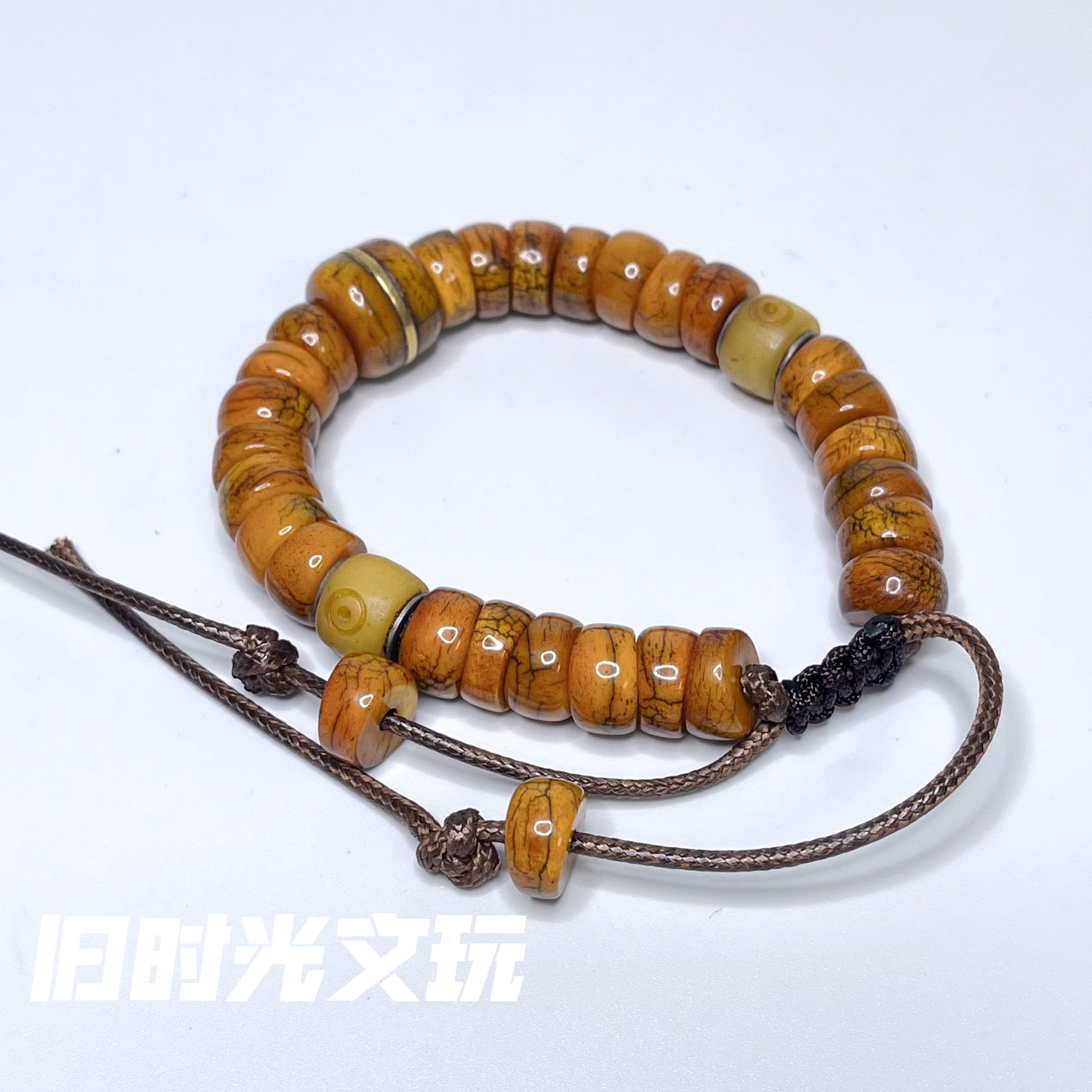 Тибетский браслет из старых бусин из кости яка с одним кругом, тибетские бусины Wenwan, инкрустированные аксессуары, ретро браслет из верблюжьей кости