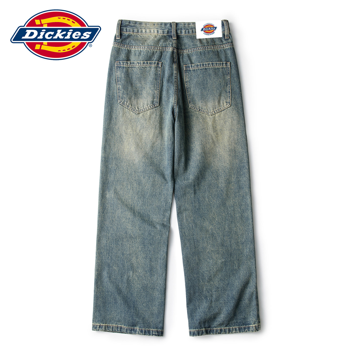 Новые летние свободные прямые повседневные джинсы Dickies, мужские светло-голубые застиранные брюки в стиле американского ретро
