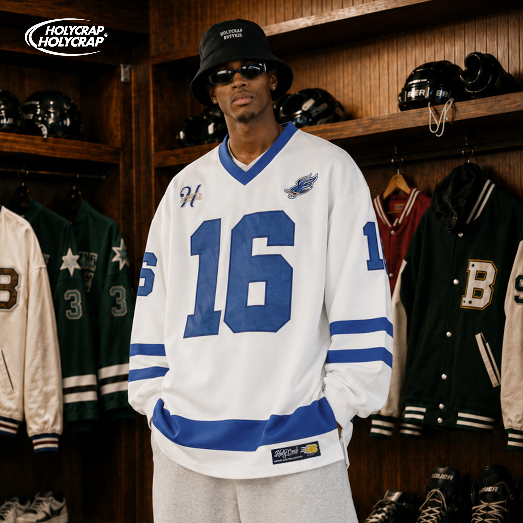 Holycrap, T-shirts à manches longues, costumes de hockey hip-hop, danses de rue,